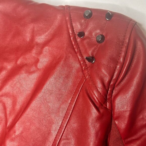 Love Tree Deep Red Faux Leather Moto Jacket Womens M Y2k Grunge 90s Rock Studded - Picture 5 of 11